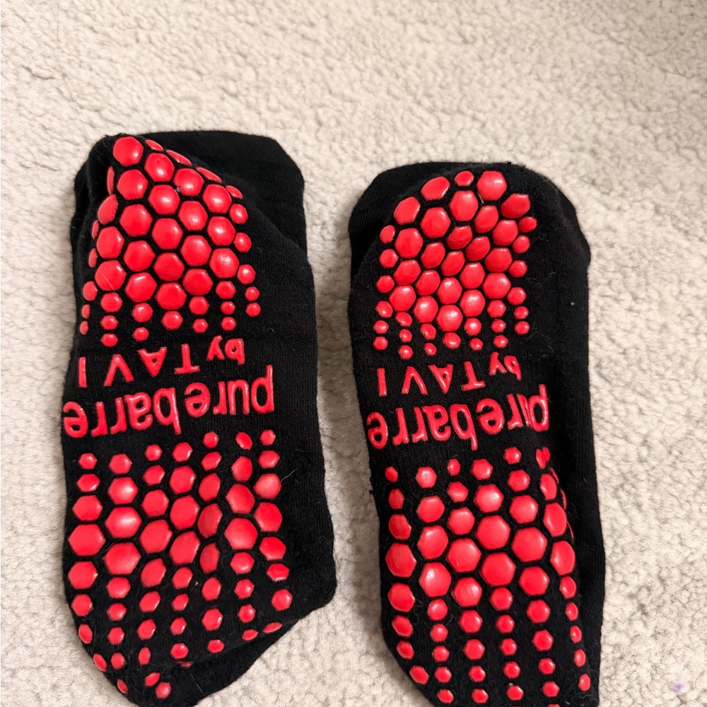Pure Barre Black and Red Team Athletic Socks - Picture 2 of 2